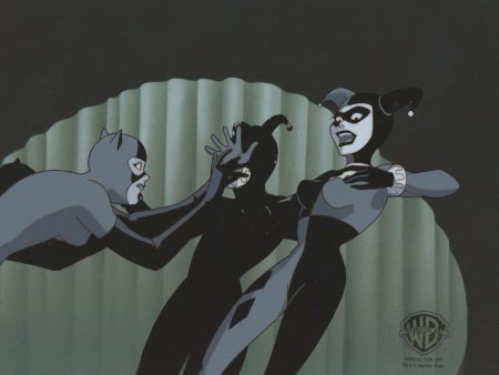 Batman The Animated Series Original Production Cel with Matching Drawing: Catwoman and Harley Quinn Cheap