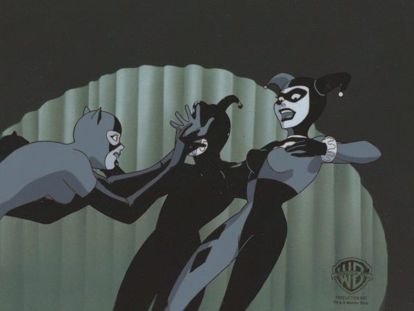 Batman The Animated Series Original Production Cel with Matching Drawing: Catwoman and Harley Quinn Cheap