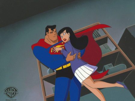 Superman the Animated Series Original Production Cel with Matching Drawing: Superman and Lois Lane on Sale