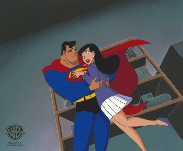 Superman the Animated Series Original Production Cel with Matching Drawing: Superman and Lois Lane on Sale