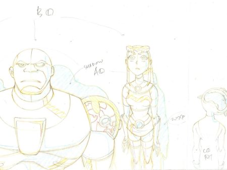 Teen Titans Original Production Drawing:  Starfire, Raven, Beast Boy and Cyborg Discount