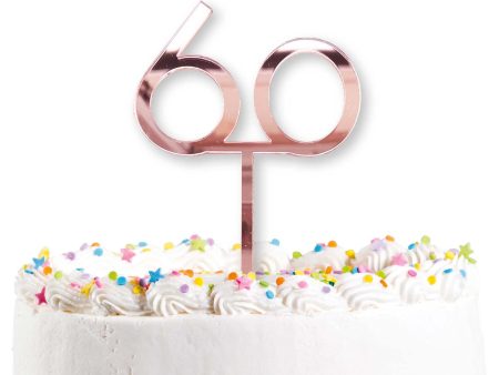 60th Birthday Rose Gold Acrylic Cake Topper Hot on Sale