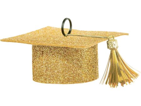 Gold Grad Cap Glitter Felt Balloon Weights Online now