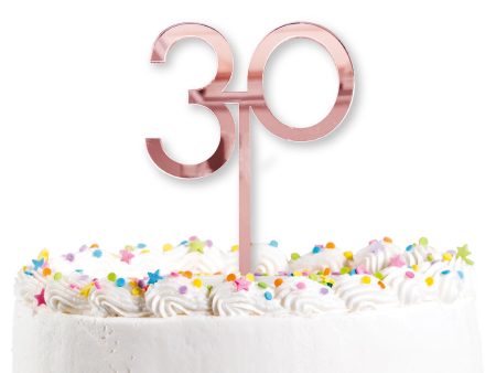 30th Birthday Rose Gold Acrylic Cake Topper Discount